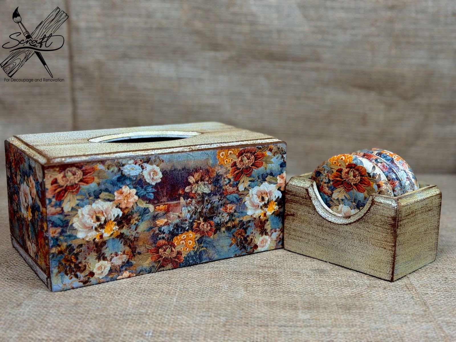 tissue box and coaster